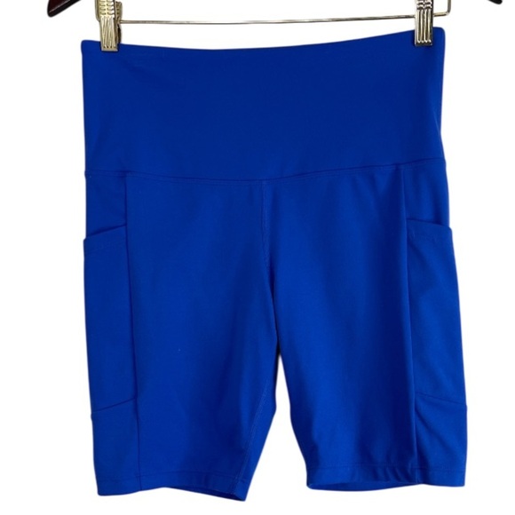 Tuff Athletics Veda Bike Shorts Royal Blue Side Pockets Stretch Size Small - Picture 2 of 10